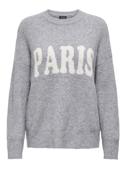 Γυναικείο Πλεκτό Πουλόβερ “PARIS” σε Γκρι Melange
