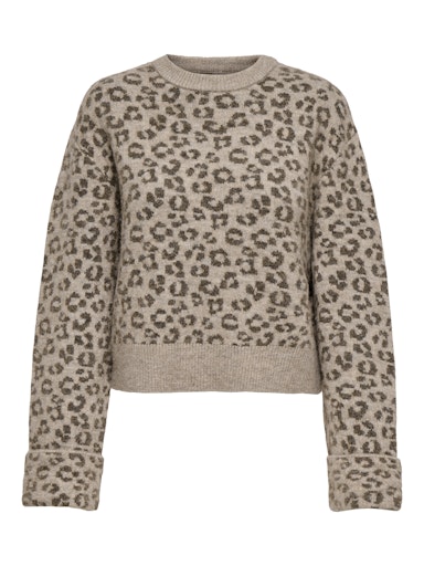 ONLY Πλεκτό Γυναικείο Animal Print Pullover – Simply Taupe